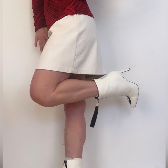 COLORI White Faux Leather skirt US M - Picture 3 of 10